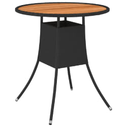 vidaXL Table à dîner de jardin Noir Ø 70 cm Résine tressée et acacia - TU