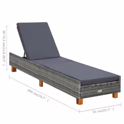 VidaXL 310475 chaise d'extérieur Linge Siège rembourré Bois d'acacia, Polyester, Polyuréthane, Acier Gris - Vue supplémentaire 7