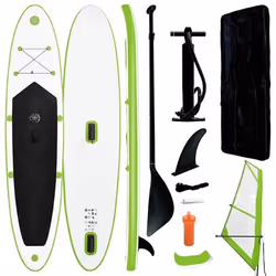 vidaXL Ensemble de planche SUP gonflable avec voile Vert et blanc - TU