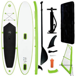 vidaXL Ensemble de planche SUP gonflable avec voile Vert et blanc - TU