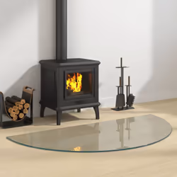 Cette plaque de verre pour cheminée peut être utilisée comme revêtement de sol pour protéger la surface d'un plancher existan ...