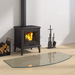 Cette plaque de verre pour cheminée peut être utilisée comme revêtement de sol pour protéger la surface d'un plancher existan ...