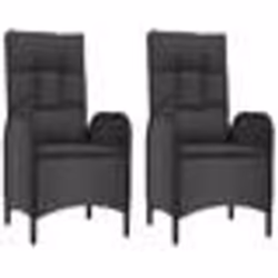 vidaXL Chaises d'extérieur lot de 2 Résine tressée Noir