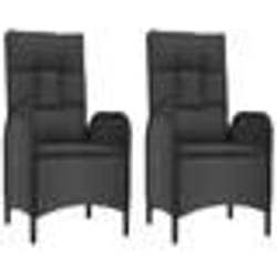vidaXL Chaises d'extérieur lot de 2 Résine tressée Noir