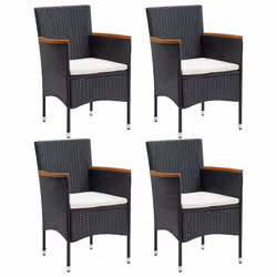 VidaXL 310566, Terrace, Siège rembourré, Bois d'acacia, Polyester, Polyuréthane, Acier, Noir, Crème, Blanc, 550 mm, 580 mm