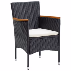 VidaXL 310566 chaise d'extérieur Terrace Siège rembourré Bois d'acacia, Polyester, Polyuréthane, Acier Noir, Crème, Blanc