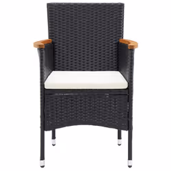 VidaXL 310566 chaise d'extérieur Terrace Siège rembourré Bois d'acacia, Polyester, Polyuréthane, Acier Noir, Crème, Blanc - Vue supplémentaire 4