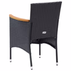 VidaXL 310566 chaise d'extérieur Terrace Siège rembourré Bois d'acacia, Polyester, Polyuréthane, Acier Noir, Crème, Blanc - Vue supplémentaire 6