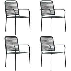 Chaises de jardin 4 pcs Corde en coton et acier Noir