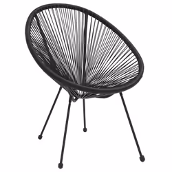 VidaXL 312164 chaise d'extérieur Terrace Polyvinyl chloride (PVC), Rotin, Acier Noir