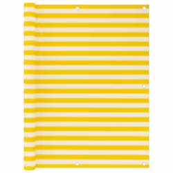 vidaXL Écran de balcon Jaune et blanc 120x600 cm PEHD - TU