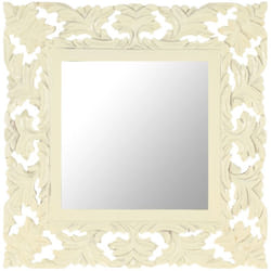 Vidaxl - Miroir sculpté à la main Blanc 50x50 cm Bois de manguier massif