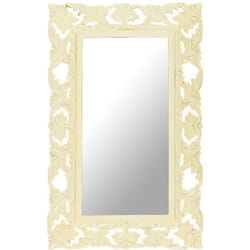 Miroir sculpté à la main Blanc 80x50 cm Bois de manguier massif vidaXL