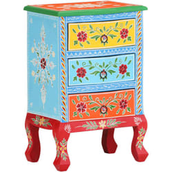 vidaXL Table de chevet peinte à la main 40x30x60 cm Bois de manguier