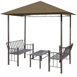 Vidaxl - Pavillon de jardin et table et bancs 2,5x1,5x2,4m Taupe 180g/m²