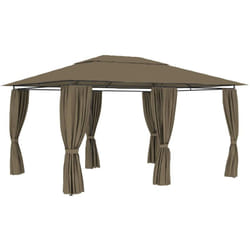 Vidaxl - Chapiteau de jardin avec rideaux 4x3 m Taupe 180 g/m²