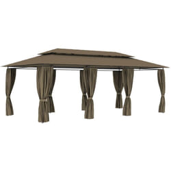 Vidaxl - Belvédère avec rideaux 600x298x270 cm Taupe 180 g/m²