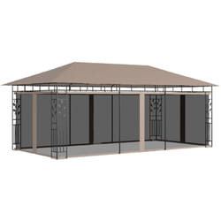 Vidaxl - Belvédère avec moustiquaire 6x3x2,73 m Taupe 180 g/m²