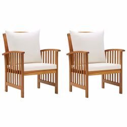 VidaXL 310257, Terrace, Siège rembourré, Bois d'acacia, Crème, Blanc, Polyester, 590 mm