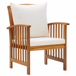 VidaXL 310257 chaise d'extérieur Terrace Siège rembourré Bois d'acacia Crème, Blanc