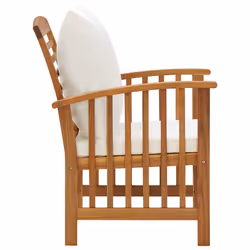 VidaXL 310257 chaise d'extérieur Terrace Siège rembourré Bois d'acacia Crème, Blanc - Vue supplémentaire 4