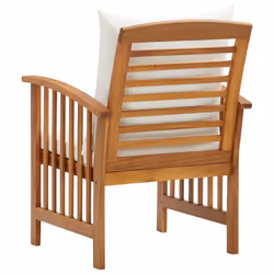 VidaXL 310257 chaise d'extérieur Terrace Siège rembourré Bois d'acacia Crème, Blanc - Vue supplémentaire 5