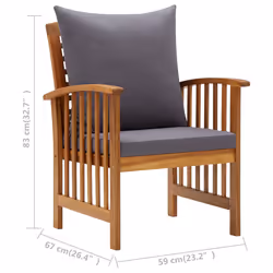 VidaXL 310258 chaise d'extérieur Terrace Siège rembourré Bois d'acacia Gris - Vue supplémentaire 8