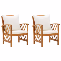 VidaXL 310267, Terrace, Siège rembourré, Bois d'acacia, Crème, Blanc, Polyester, 590 mm