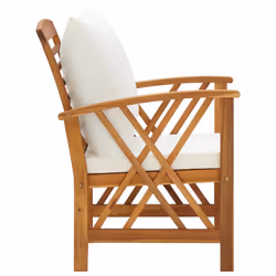 VidaXL 310267 chaise d'extérieur Terrace Siège rembourré Bois d'acacia Crème, Blanc - Vue supplémentaire 4