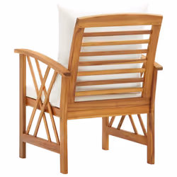 VidaXL 310267 chaise d'extérieur Terrace Siège rembourré Bois d'acacia Crème, Blanc - Vue supplémentaire 5