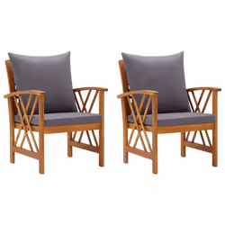 VidaXL 310268, Terrace, Siège rembourré, Bois d'acacia, Gris, Polyester, 590 mm