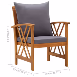 VidaXL 310268 chaise d'extérieur Terrace Siège rembourré Bois d'acacia Gris - Vue supplémentaire 8