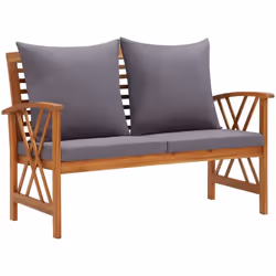 Ce banc de jardin simple avec coussins est parfait pour profiter du beau temps et vous détendre dans votre jardin ou sur le p ...