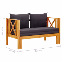 VidaXL 310308 banc de jardin Bois d'acacia, Tissu, Polyester - Vue supplémentaire 8