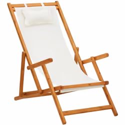 VidaXL 310311, Terrace, Siège rembourré, Eucalyptus, Polyester, Crème, 600 mm, 1270 mm