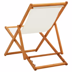 VidaXL 310314 chaise d'extérieur Terrace Siège rembourré Eucalyptus, Polyester Crème, Blanc - Vue supplémentaire 4