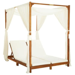 Chaise longue double avec rideaux et coussins - Crème - 148 x 200 x 200 cm