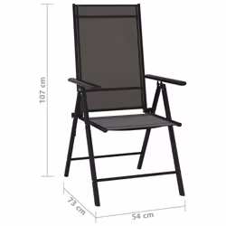 VidaXL 312179 chaise d'extérieur Terrace Aluminium, Textile Noir - Vue supplémentaire 8