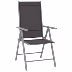VidaXL 312181 chaise d'extérieur Terrace Aluminium, Textile Noir, Argent