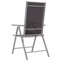 VidaXL 312181 chaise d'extérieur Terrace Aluminium, Textile Noir, Argent - Vue supplémentaire 5