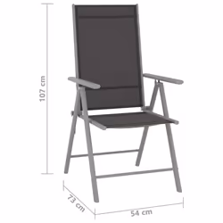VidaXL 312181 chaise d'extérieur Terrace Aluminium, Textile Noir, Argent - Vue supplémentaire 8
