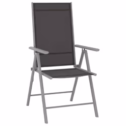 VidaXL 312182 chaise d'extérieur Terrace Aluminium, Textile Noir, Argent - Vue supplémentaire 2