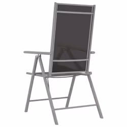 VidaXL 312182 chaise d'extérieur Terrace Aluminium, Textile Noir, Argent - Vue supplémentaire 5