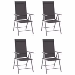 VidaXL 312183, Terrace, Aluminium, Textile, Noir, Argent, 540 mm, 730 mm, 1070 mm