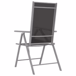 VidaXL 312183 chaise d'extérieur Terrace Aluminium, Textile Noir, Argent - Vue supplémentaire 5