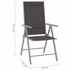 VidaXL 312183 chaise d'extérieur Terrace Aluminium, Textile Noir, Argent - Vue supplémentaire 8