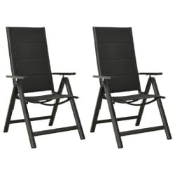 vidaXL Chaises pliables de jardin lot de 2 Textilène et aluminium Noir - TU