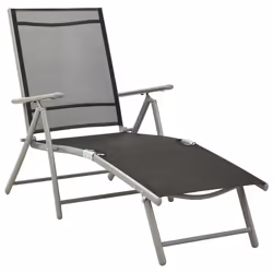VidaXL 312191, Linge, Siège rembourré, Aluminium, Textile, Noir, Argent, 110 kg, 615 mm