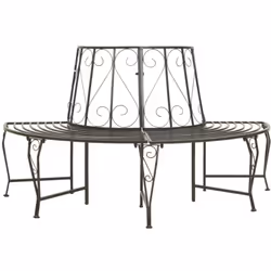 Ce banc d'arbre demi-rond (demi-cercle) unique offre un espace confortable et constitue également un supplément attrayant à v ...