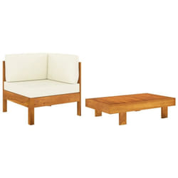 Vidaxl - Salon de jardin 2 pcs avec coussins blanc crème Bois d'acacia